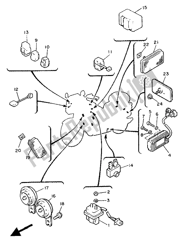 All parts for the Electrical 1 of the Yamaha XVZ 12 TD Venture Royal 1300 1988