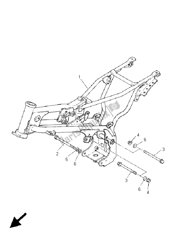 All parts for the Frame of the Yamaha PW 80 2005