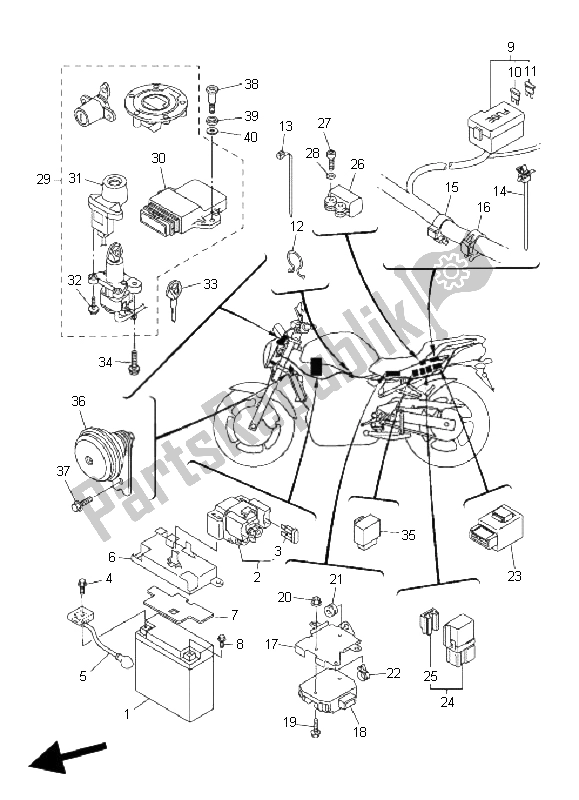 Wszystkie części do Elektryczny 2 Yamaha FZ6 NS Fazer 600 2006