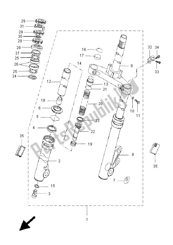 Todas las partes para Tenedor Frontal de Yamaha CW 50L BWS 2005