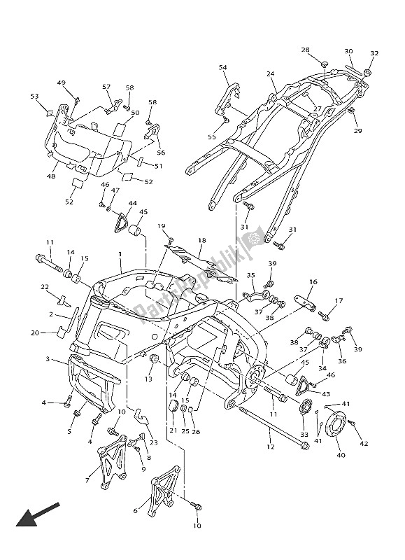 All parts for the Frame of the Yamaha VMX 17 1700 2016