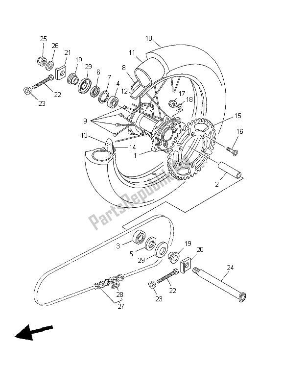 Wszystkie części do Tylne Ko? O Yamaha WR 250F 2002