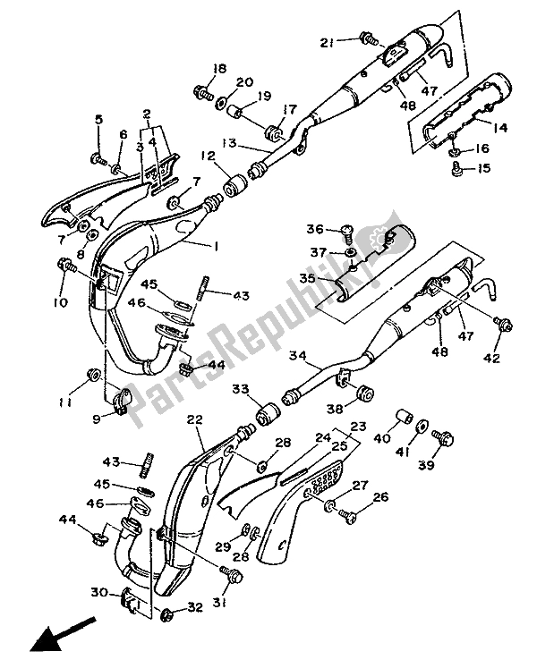 Tutte le parti per il Scarico del Yamaha TDR 250 1988