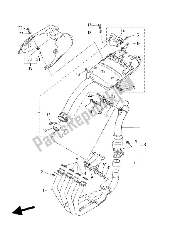 All parts for the Exhaust of the Yamaha FZ6 NS Fazer 600 2006