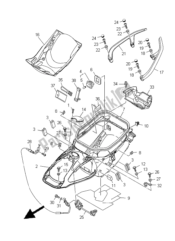 All parts for the Seat 2 of the Yamaha XP 500A 2013