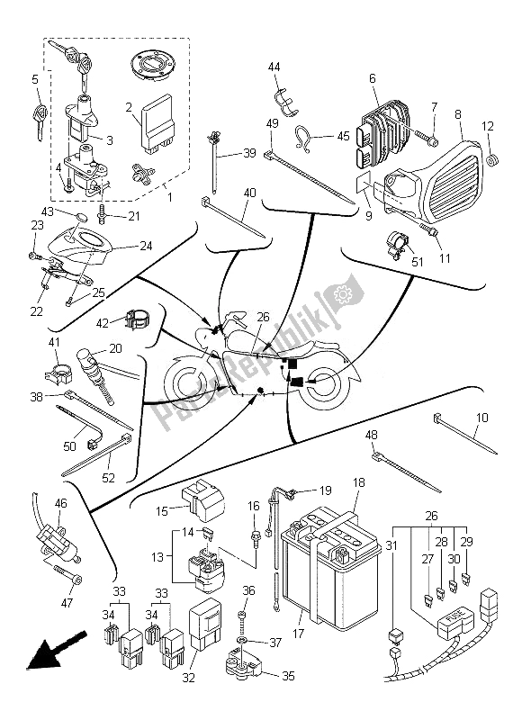Tutte le parti per il Elettrico 2 del Yamaha XVS 1300A 2014