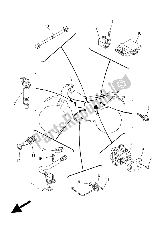 All parts for the Electrical 1 of the Yamaha WR 250X 2014