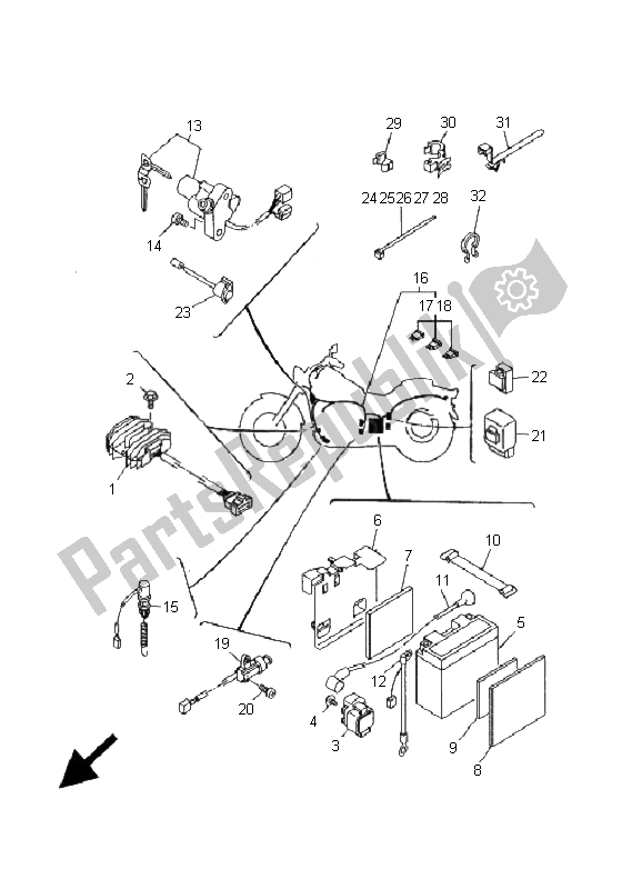 Toutes les pièces pour le électrique 1 du Yamaha XVS 650 Dragstar 2001