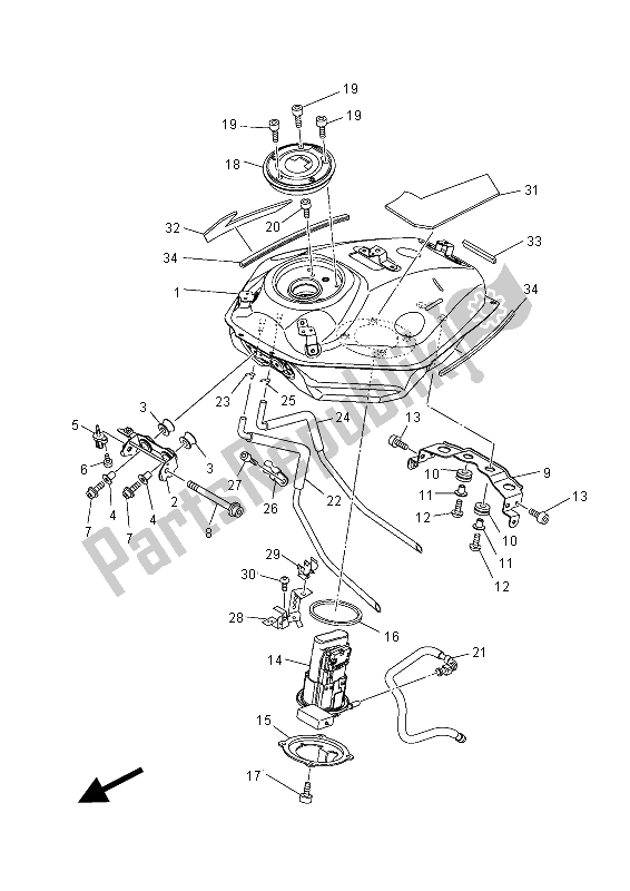 Todas las partes para Depósito De Combustible de Yamaha MT-07 700 2015