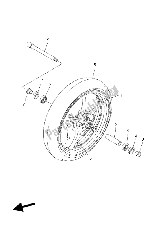 Toutes les pièces pour le Roue Avant du Yamaha FZ6 SHG Fazer 600 2008