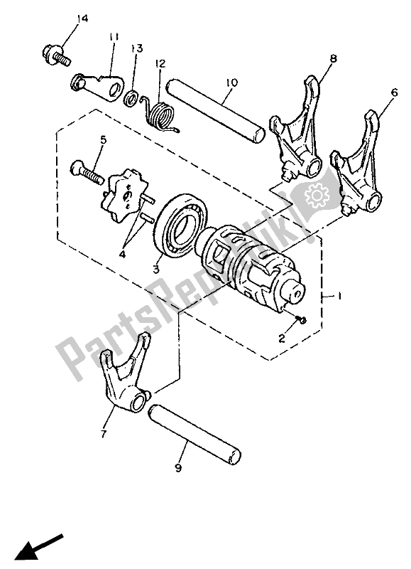 Toutes les pièces pour le Came Et Fourchette De Changement De Vitesse du Yamaha XT 600Z Tenere 1988