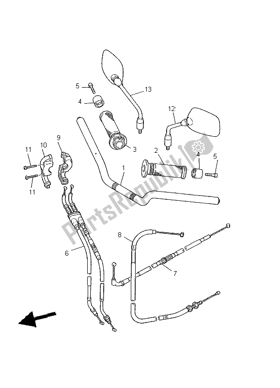 Alle onderdelen voor de Stuurhendel En Kabel van de Yamaha XJ 600N 2002