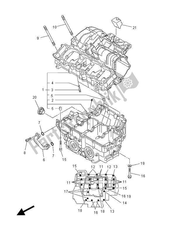 All parts for the Crankcase of the Yamaha FZ1 S 1000 2012