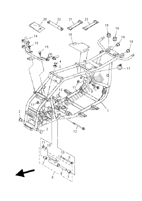 All parts for the Frame of the Yamaha YFM 90R 2010