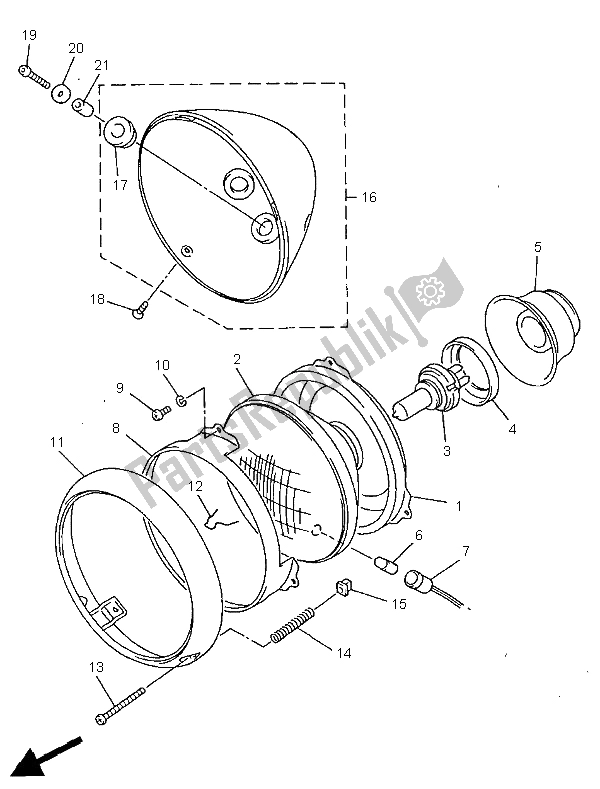 Todas las partes para Faro de Yamaha XVZ 1300A Royalstar 1998