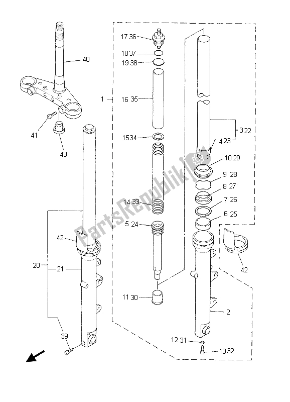 Tutte le parti per il Forcella Anteriore del Yamaha FZS 600 Fazer 2003