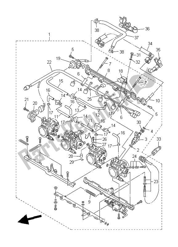 Toutes les pièces pour le Admission 2 du Yamaha FJR 1300 2002