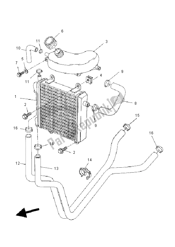 All parts for the Radiator & Hose of the Yamaha YQ 50 Aerox 2011