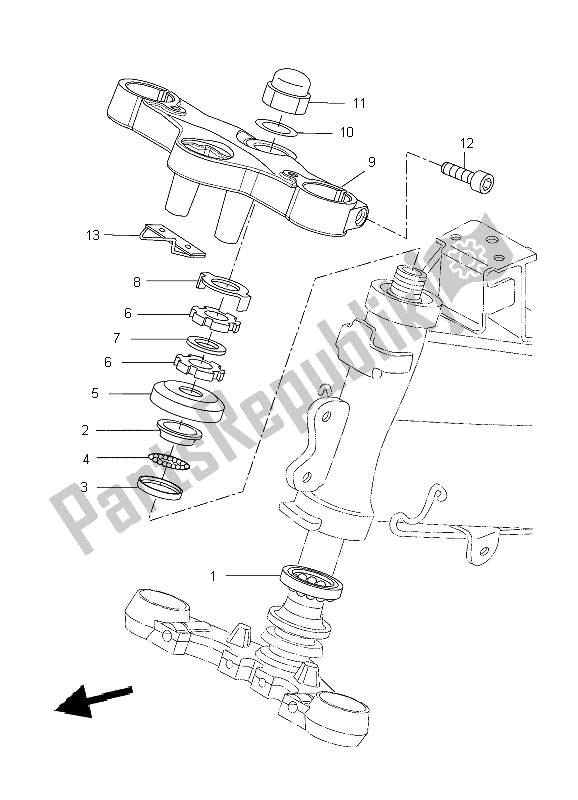 All parts for the Steering of the Yamaha YZF R 125 2009