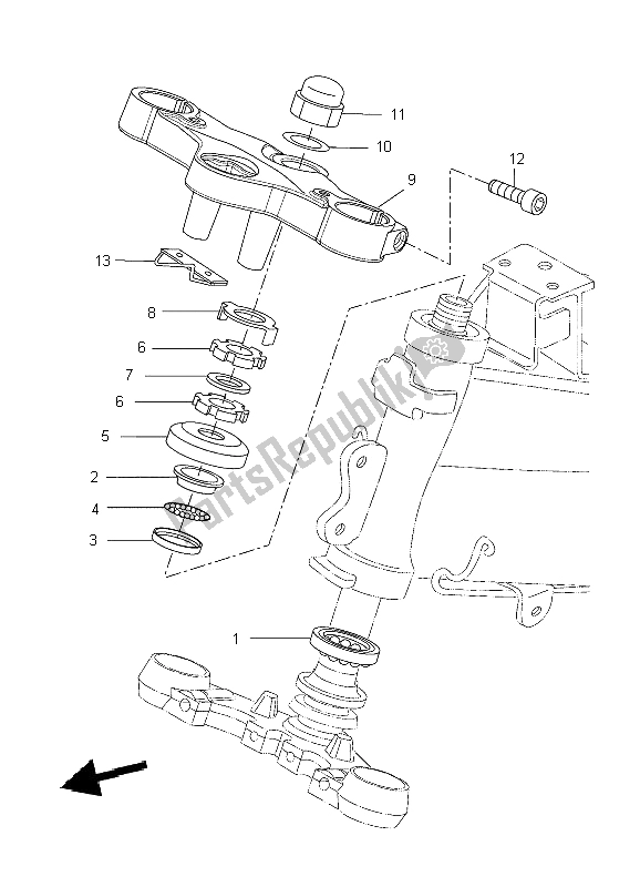 All parts for the Steering of the Yamaha YZF R 125 2009