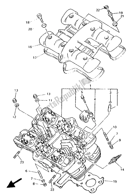 All parts for the Cylinder Head of the Yamaha XJ 600S Diversion 1993