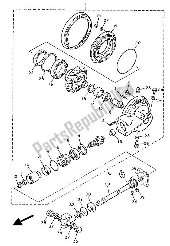 Todas as partes de Eixo De Transmissão do Yamaha XVZ 13 TD Venture Royal 1300 1991