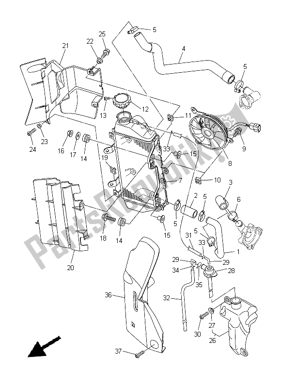 All parts for the Radiator & Hose of the Yamaha WR 250R 2015