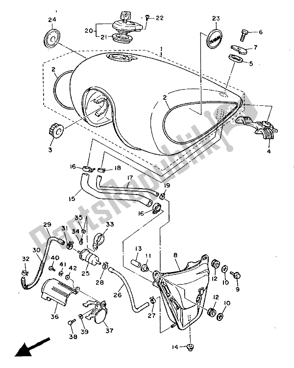 Toutes les pièces pour le Réservoir D'essence du Yamaha XV 1000 Virago 1986