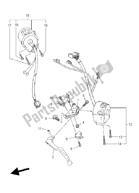 All parts for the Handle Switch & Lever of the Yamaha XJ6 NA 600 2011