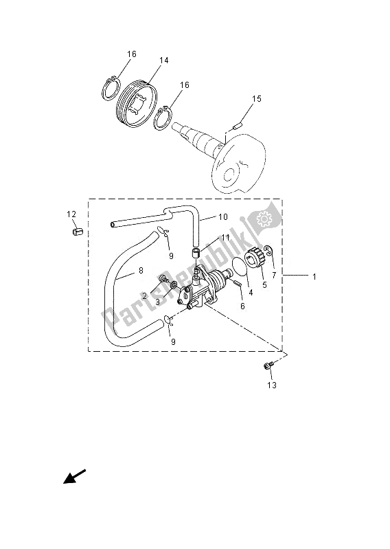 All parts for the Oil Pump of the Yamaha YN 50 2013