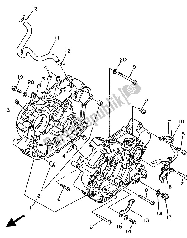 All parts for the Crankcase of the Yamaha XV 250 Virago 1994