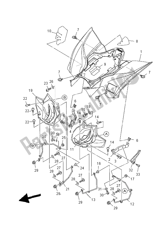 Tutte le parti per il Parafango Posteriore del Yamaha YFZ 450R 2014