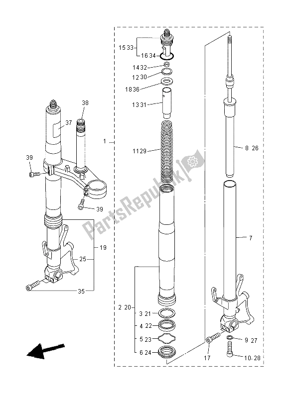 All parts for the Front Fork of the Yamaha YZF R1 1000 2008