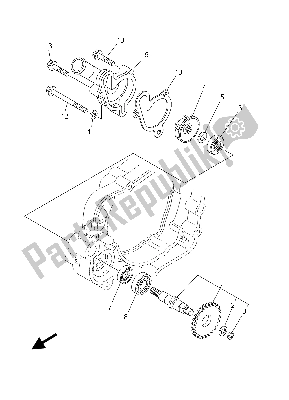 Tutte le parti per il Pompa Dell'acqua del Yamaha YZ 85 SW LW 2003