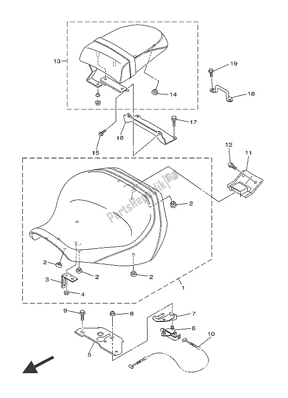 Tutte le parti per il Posto A Sedere del Yamaha XVS 1300A 2016