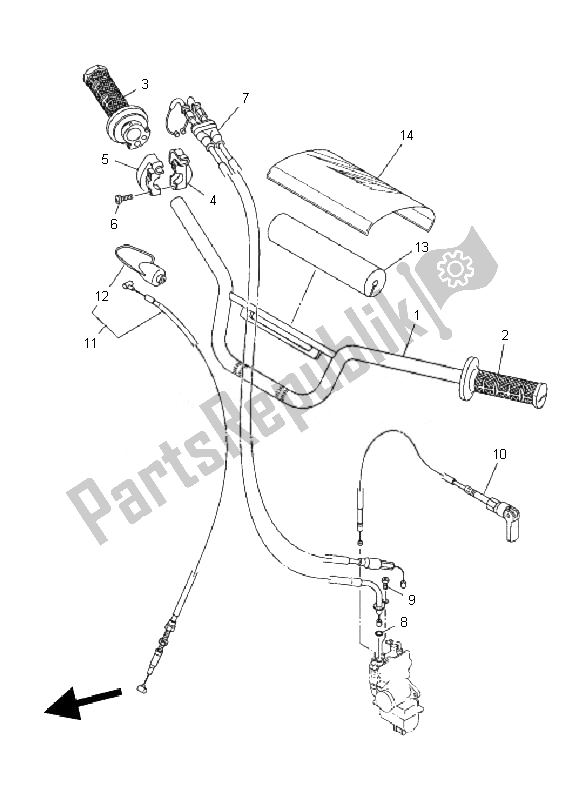 All parts for the Steering Handle & Cable of the Yamaha TT R 110E 2010