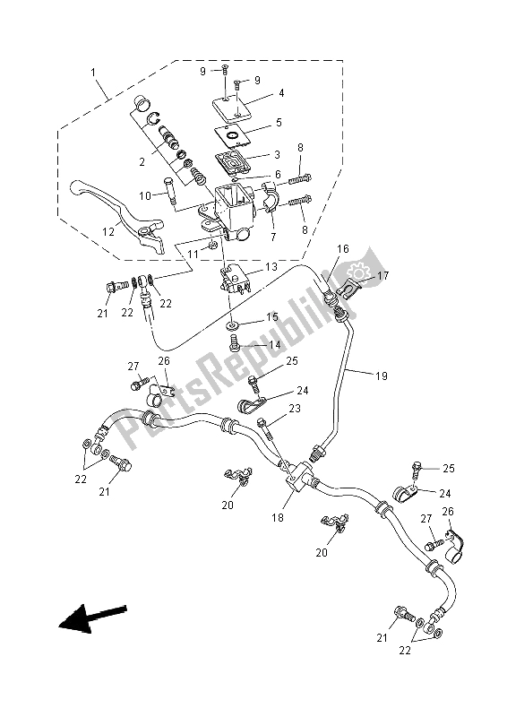 Tutte le parti per il Pompa Freno Anteriore del Yamaha YFM 700 Fwad Grizzly 4X4 Yamaha Black 2014