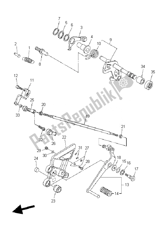 Alle onderdelen voor de Schakelas van de Yamaha FZ6 S Fazer 600 2007