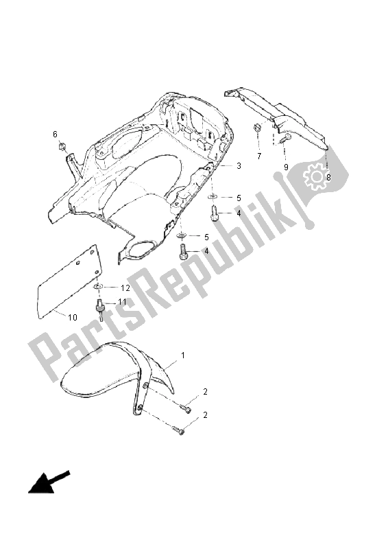 Alle onderdelen voor de Spatbord van de Yamaha EW 50N Slider 2008