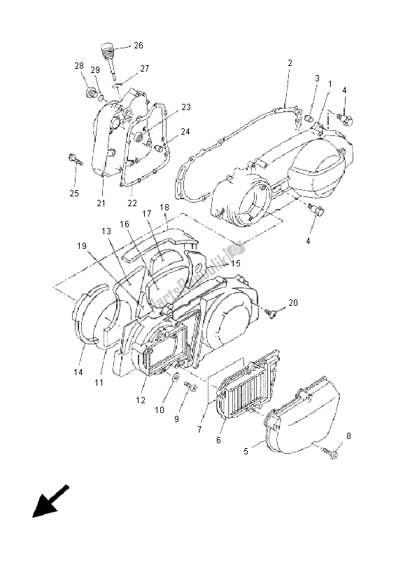 All parts for the Crankcase Cover 1 of the Yamaha YP 250R X MAX 250 2005