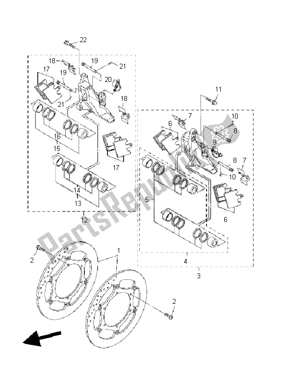 Wszystkie części do Zacisk Hamulca Przedniego Yamaha FJR 1300A 2010