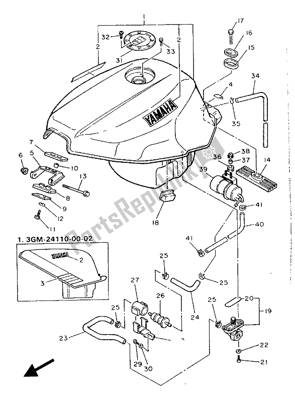 Toutes les pièces pour le Réservoir D'essence du Yamaha FZR 1000 1989