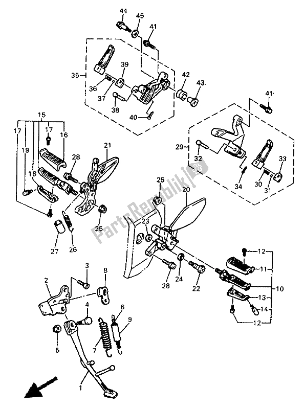 Toutes les pièces pour le Support Et Repose-pieds du Yamaha YZF 750R 1993