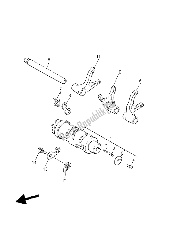 All parts for the Shift Cam & Fork of the Yamaha XJR 1300 2002