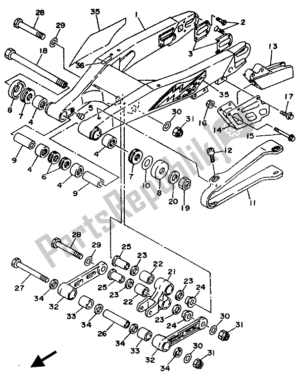 Tutte le parti per il Braccio Posteriore del Yamaha YZF 250 LC 1994