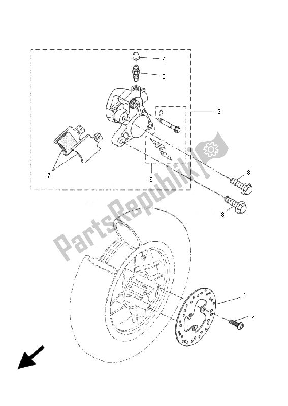 All parts for the Front Brake Caliper of the Yamaha EW 50N Slider 2007