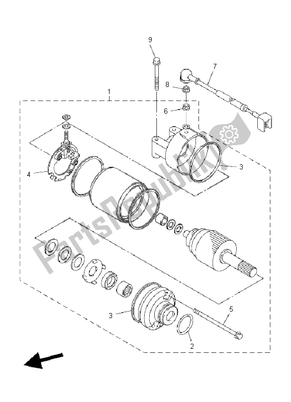 All parts for the Starting Motor of the Yamaha FZ6 NA 600 2007