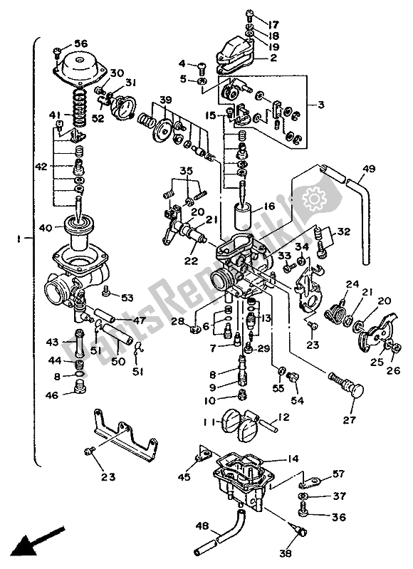 Todas as partes de Carburador do Yamaha XT 350 1991