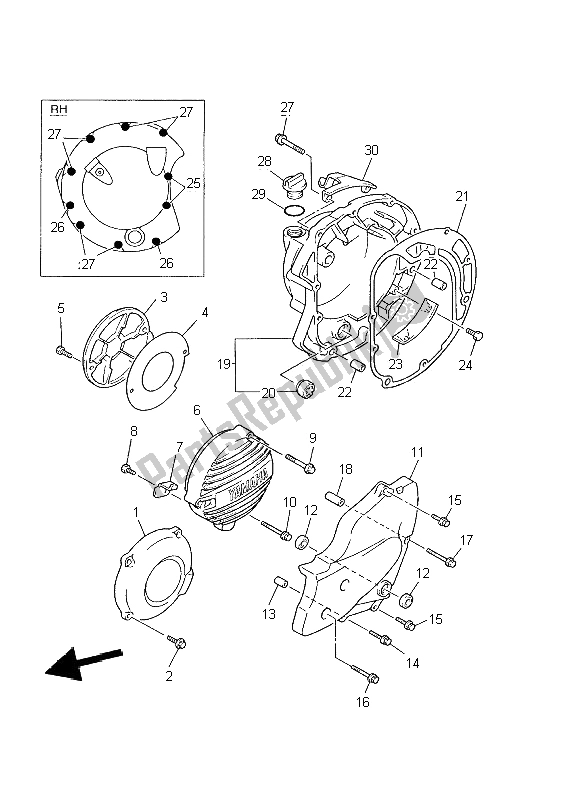 Toutes les pièces pour le Couvercle De Carter 1 du Yamaha XJ 600N 2002