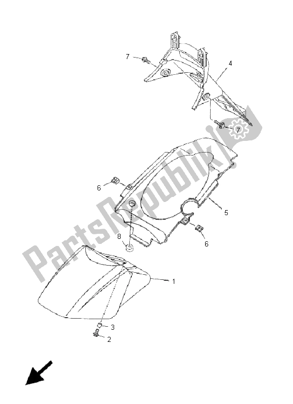 Tutte le parti per il Parafango del Yamaha YN 50 Neos 2005